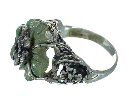 Turquoise Genuine Sterling Silver Flower Dragonfly Jewelry Ring Size 6-3/4 RX88123